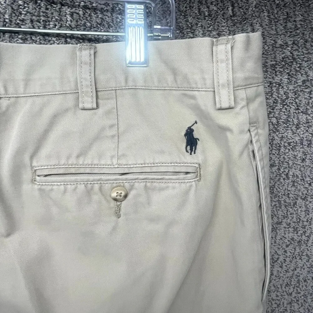 Polo Ralph Lauren Andrew Chino Pants Mens 38x32‎ Beige Pony Logo Pleated Front